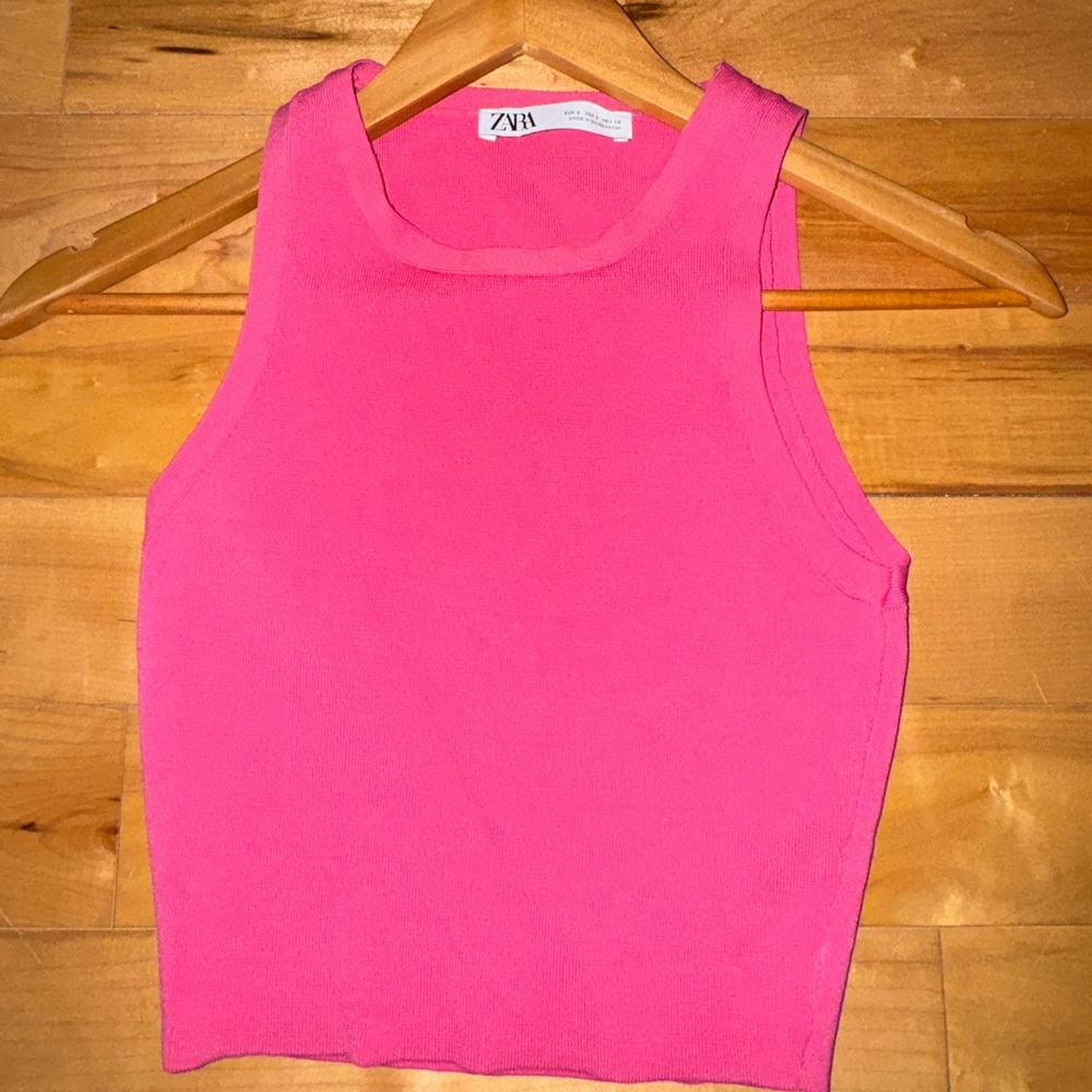 ZARA- Pink High Neck Crop Top